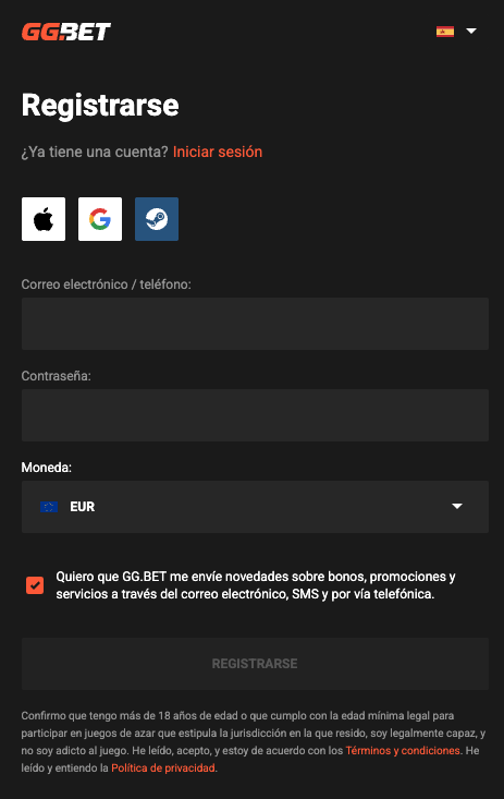 GGBet Registration